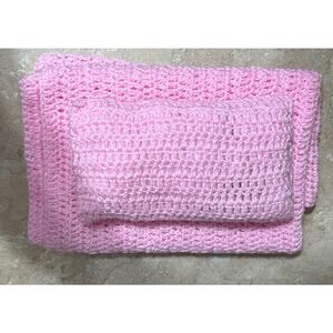 Handmade Baby/Doll‎ Blanket With Matching Pillow 30” X 30” Color Pink
